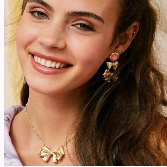 Kendra Scott x love shack fancy Gold Bow Necklace NEW - Picture 4 of 9